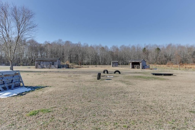 view of yard with a shed