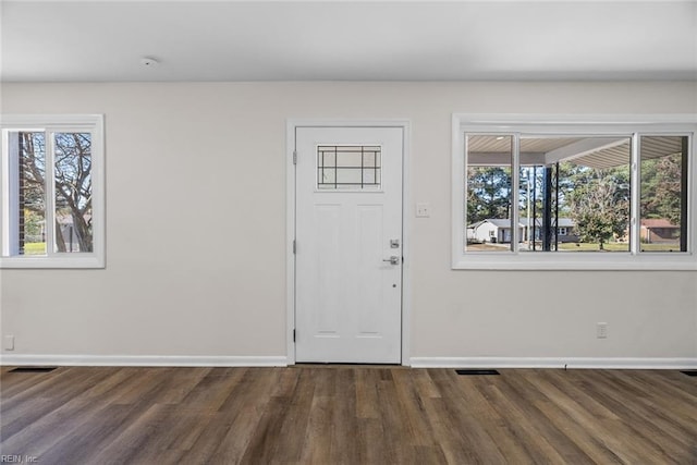 entryway featuring dark wood-type flooring