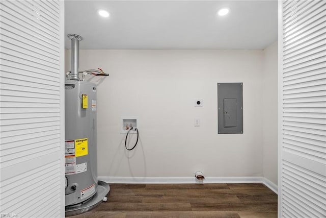 interior space with water heater and electric panel