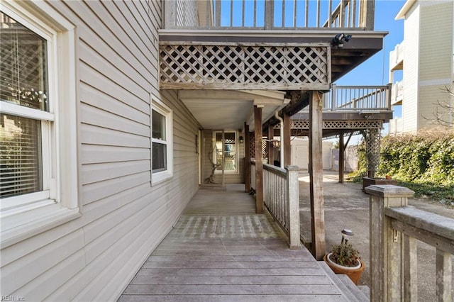 exterior space featuring a wooden deck