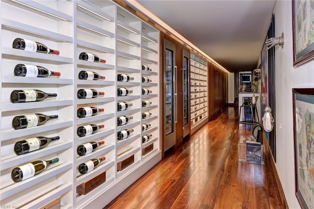 wine room featuring dark hardwood / wood-style flooring