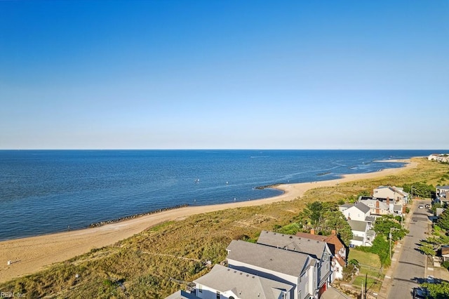 drone / aerial view with a view of the beach and a water view