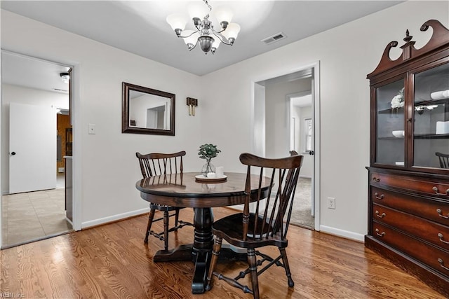 dining room featuring a notable chandelier and wood-type flooring