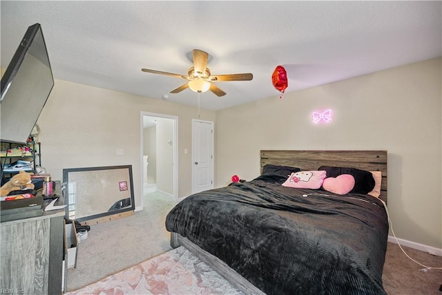 bedroom with carpet flooring and ceiling fan