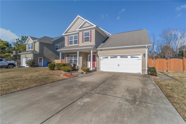 view of front of home with a porch and a front lawn