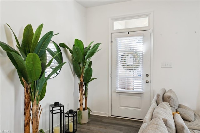 entryway with dark hardwood / wood-style floors