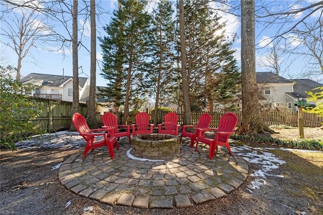 view of patio featuring an outdoor fire pit