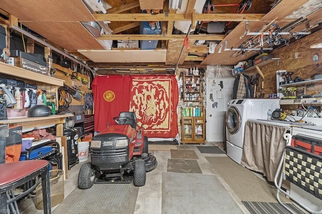 laundry room with a workshop area