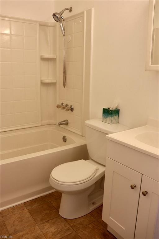 full bath with vanity, shower / bathing tub combination, and toilet