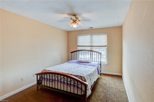 bedroom featuring carpet floors and ceiling fan