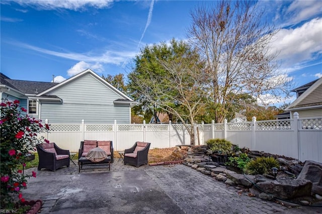 view of patio featuring an outdoor living space