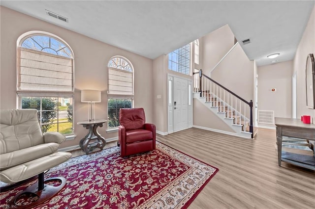 living room featuring light hardwood / wood-style flooring