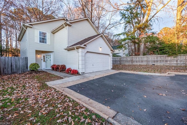 exterior space with a garage