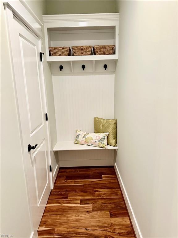 mudroom featuring dark hardwood / wood-style flooring