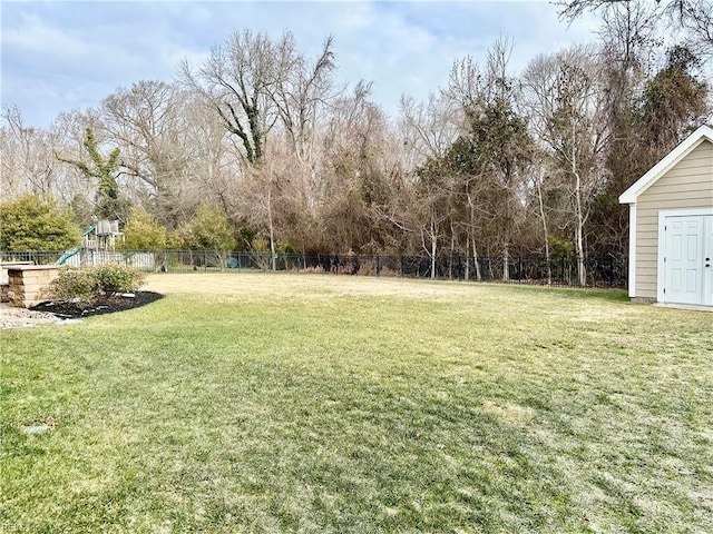 view of yard featuring a playground