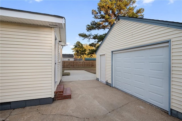 view of garage