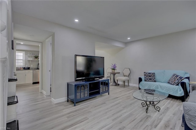 living room with light wood-type flooring