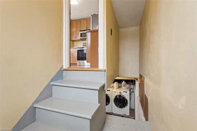 stairs with separate washer and dryer