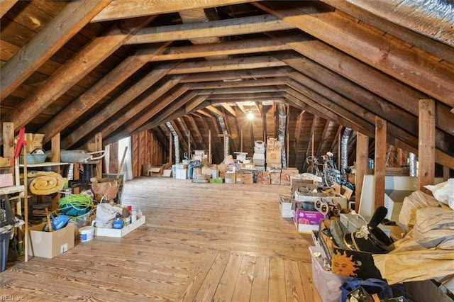 view of unfinished attic