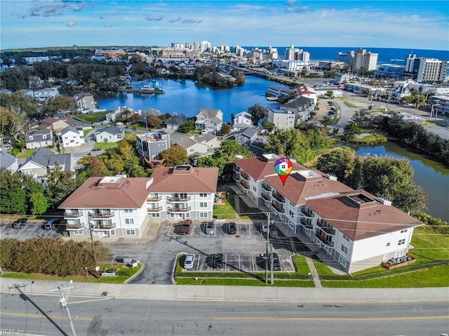 bird's eye view featuring a water view