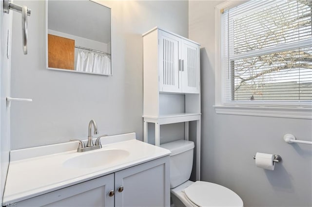 bathroom with toilet and vanity