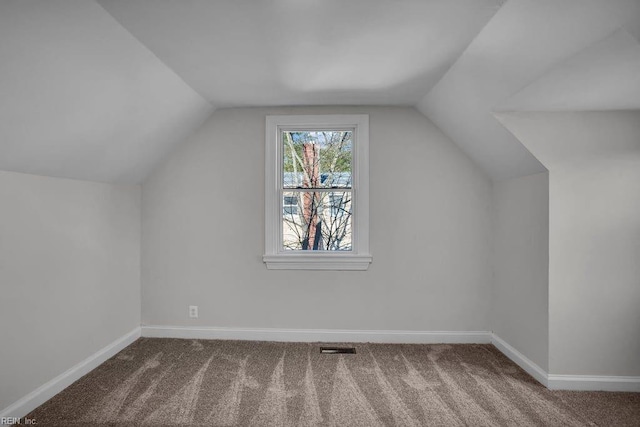 additional living space with carpet floors and lofted ceiling