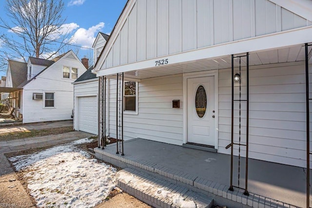 property entrance featuring a garage