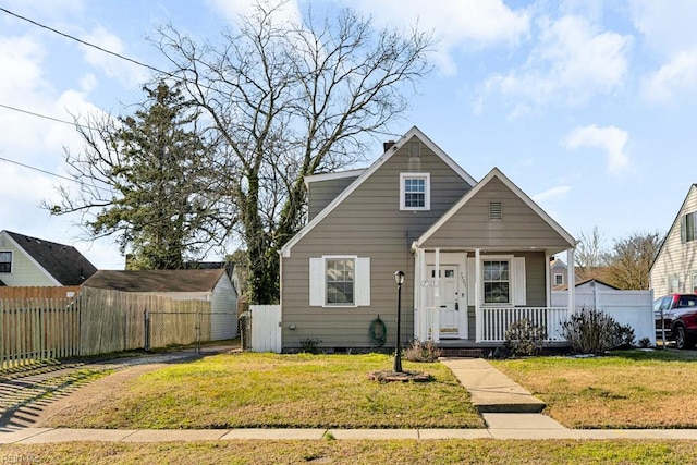 bungalow with a front lawn