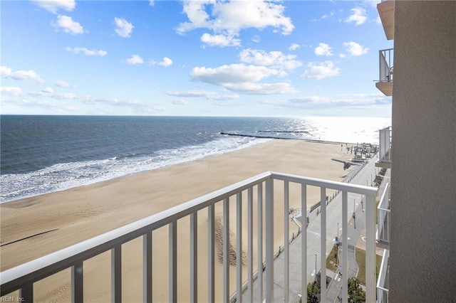 property view of water featuring a view of the beach