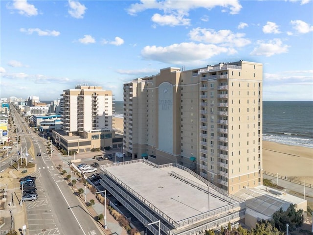 exterior space with a view of the beach and a water view