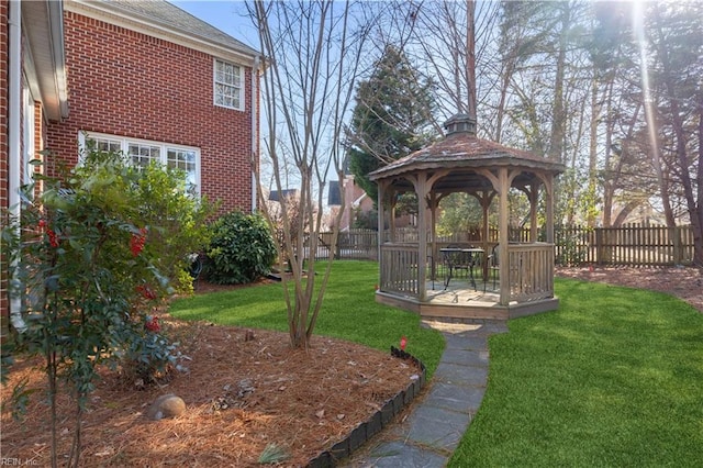 view of yard with a gazebo