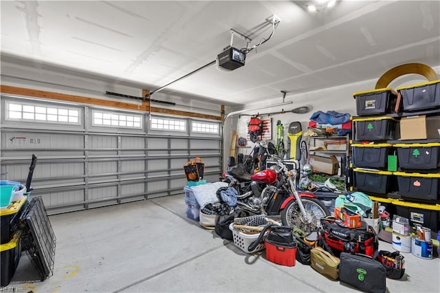 garage with a garage door opener