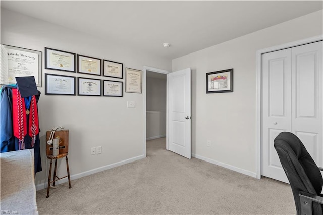 office featuring light colored carpet