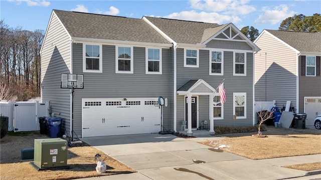 view of front of property with a garage