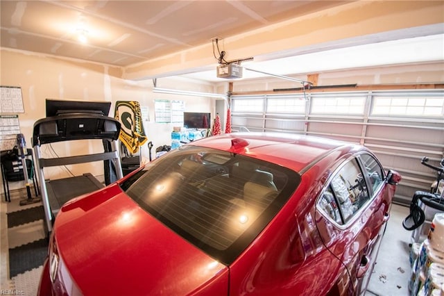 garage with a garage door opener