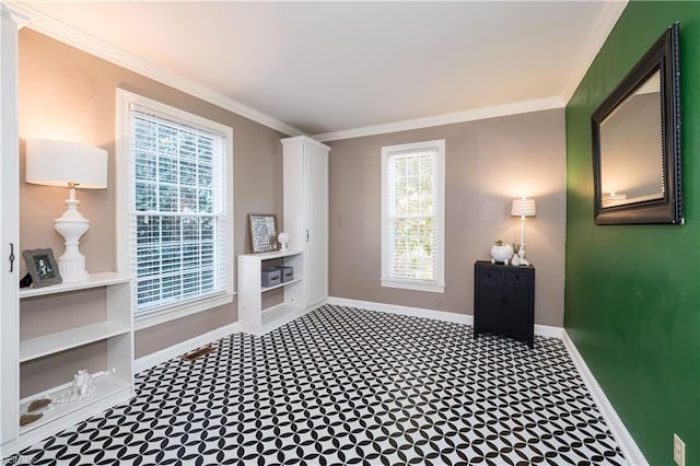 interior space with crown molding