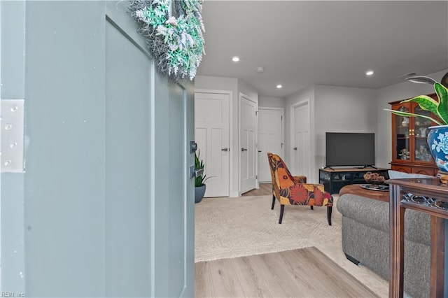 living room featuring light hardwood / wood-style flooring