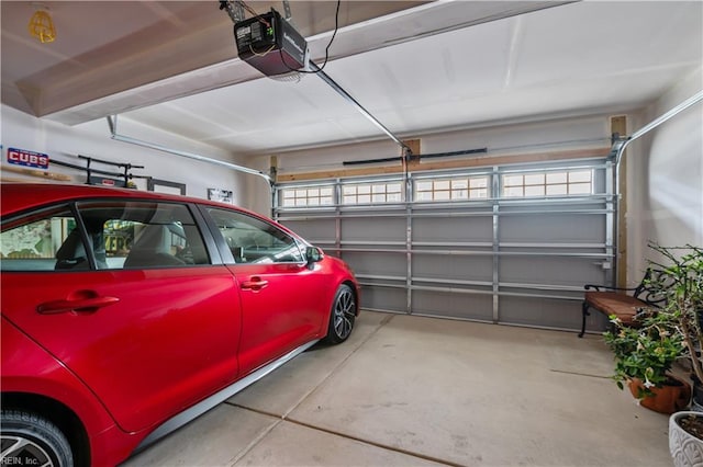 garage with a garage door opener