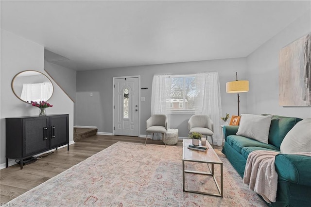 living room with wood-type flooring