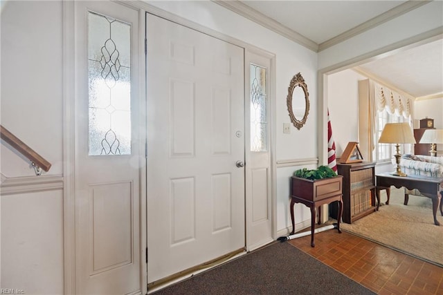 foyer with ornamental molding