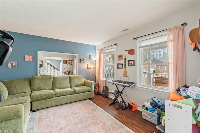 living room featuring hardwood / wood-style floors