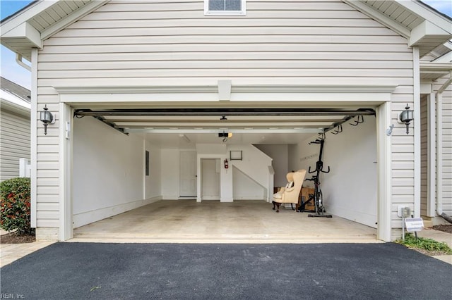 garage with a garage door opener