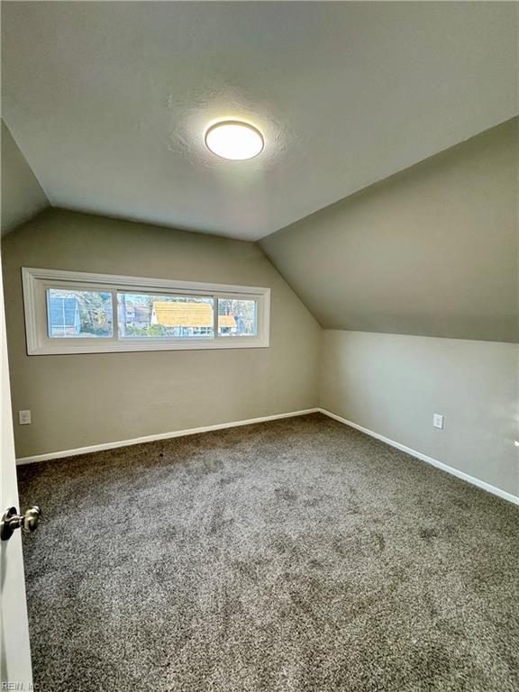 bonus room featuring a textured ceiling, a healthy amount of sunlight, carpet flooring, and lofted ceiling