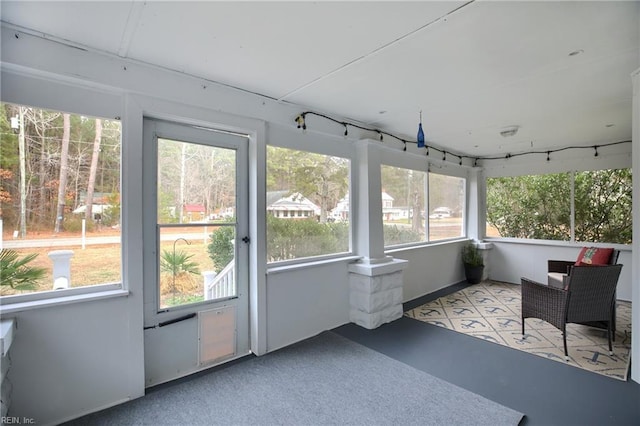 view of unfurnished sunroom