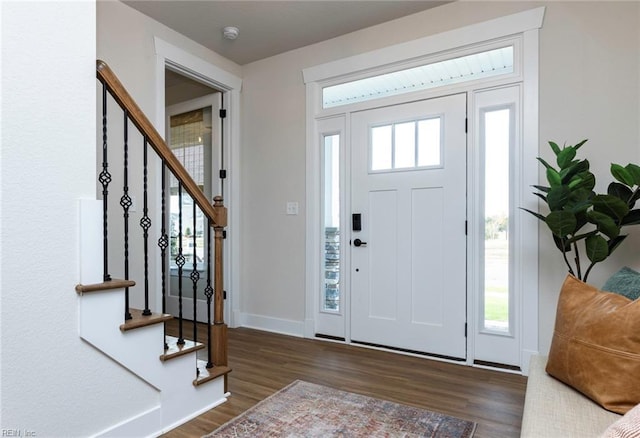 foyer featuring dark hardwood / wood-style flooring and a healthy amount of sunlight