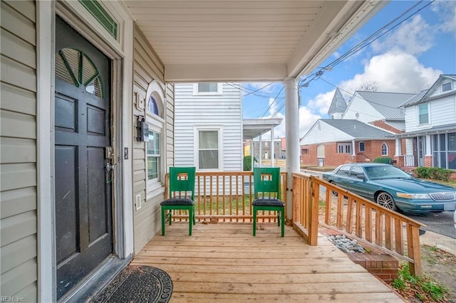 deck featuring a porch