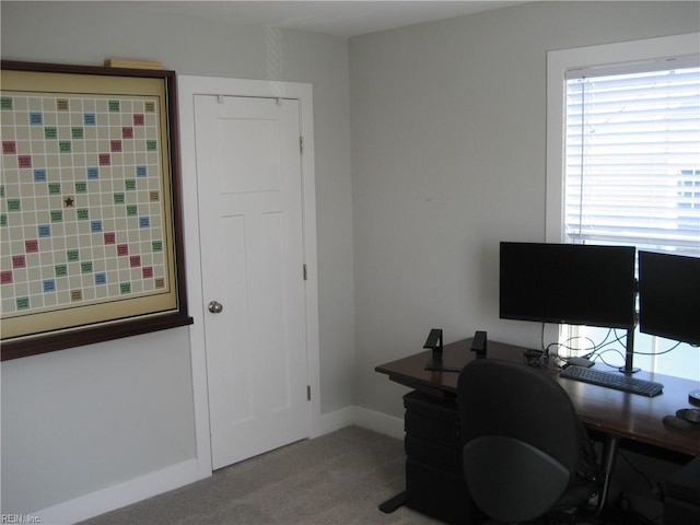 office space featuring light colored carpet