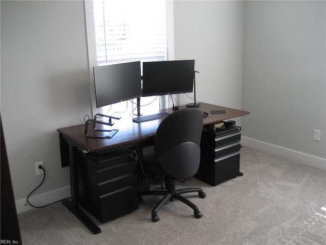 view of carpeted home office