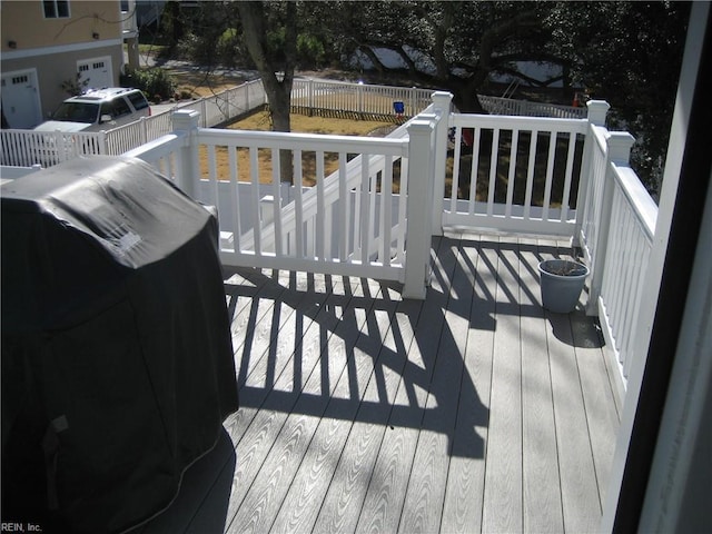 deck featuring grilling area