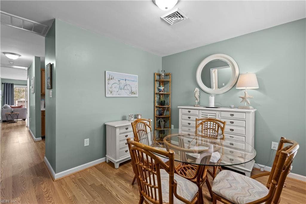 dining room with light wood-type flooring